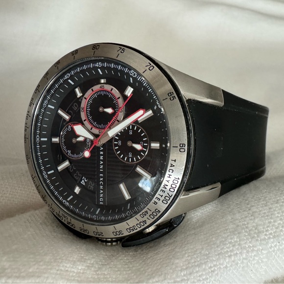Armani Exchange Chronograph Black Dial Black Silicone Rubber Mens Watch AX1400 - Picture 6 of 6
